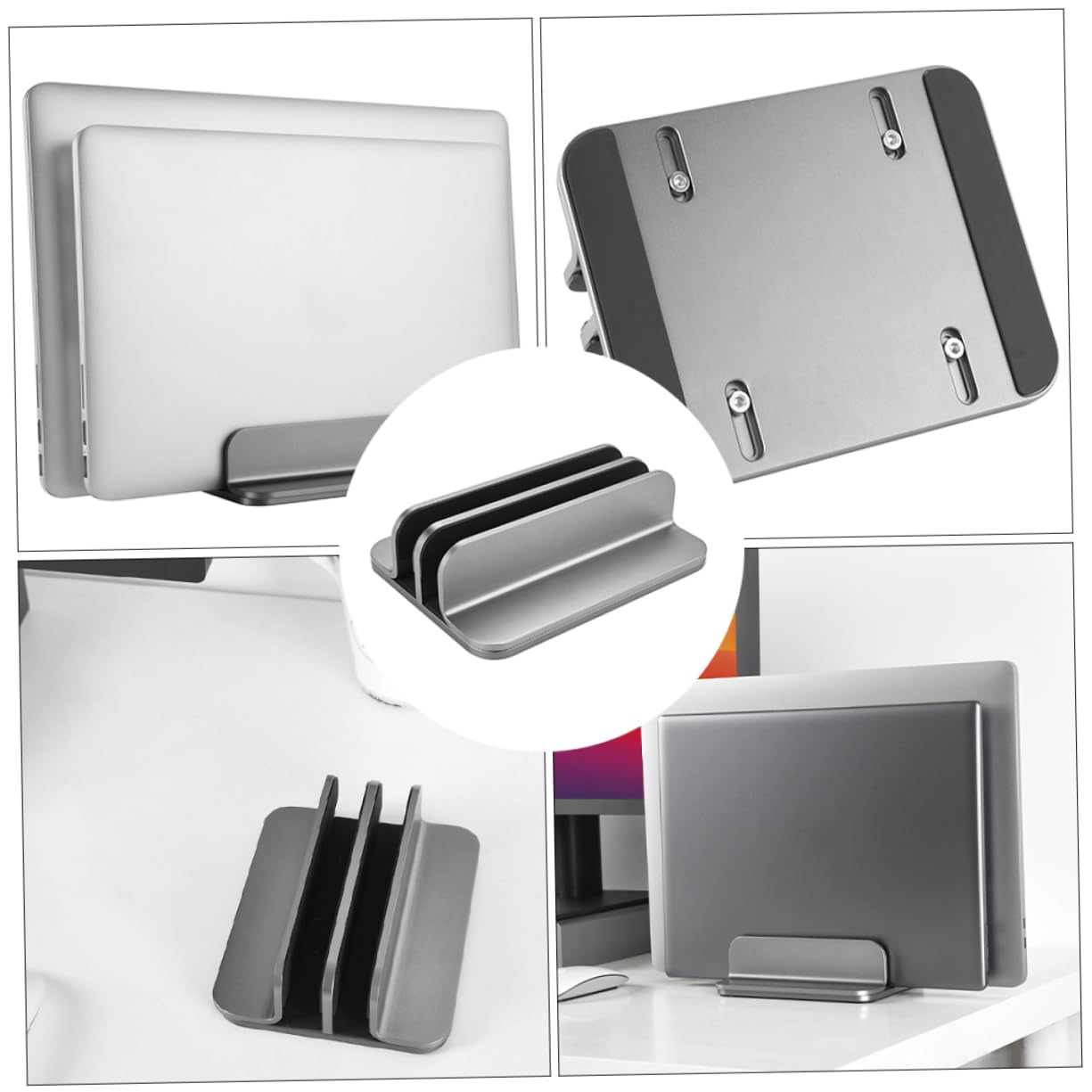 SEWACC Soporte Vertical para Portátil de Aleación de Aluminio Base Estable para Ordenadores y Tablets Escritorio Diseño Compacto y Duradero para Oficina y Hogar