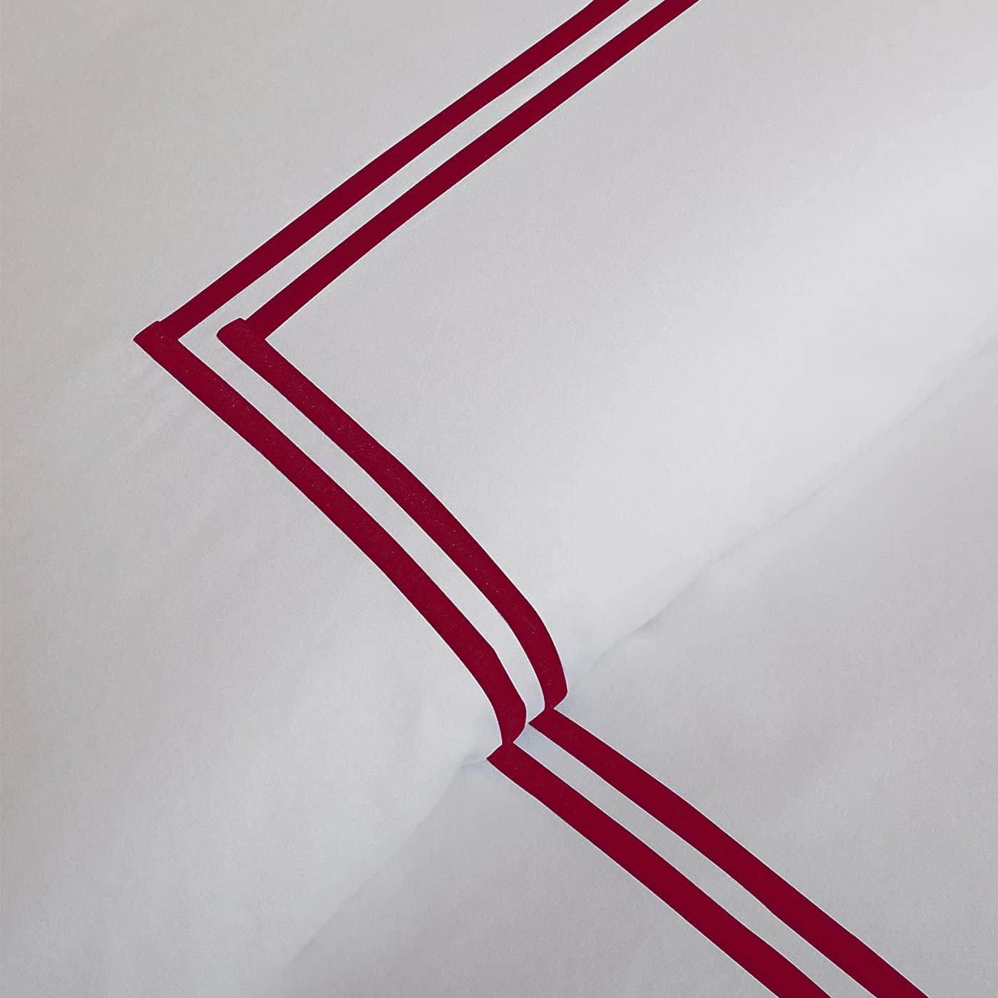 BedDecor Luxury 400-Thread-Count Egyptian Cotton Embroidered Pillow Shams Solid Pattern with Beautiful 2-Stripe Embroidery (Standard | Darkgrey)