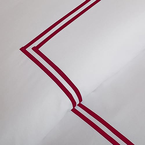 Miniatura 7 de BedDecor Lujoso juego de funda de edredón bordada de algodón egipcio suave cepillado de 400 hilos con hermoso bordado de 2 rayas, (negro, individual)