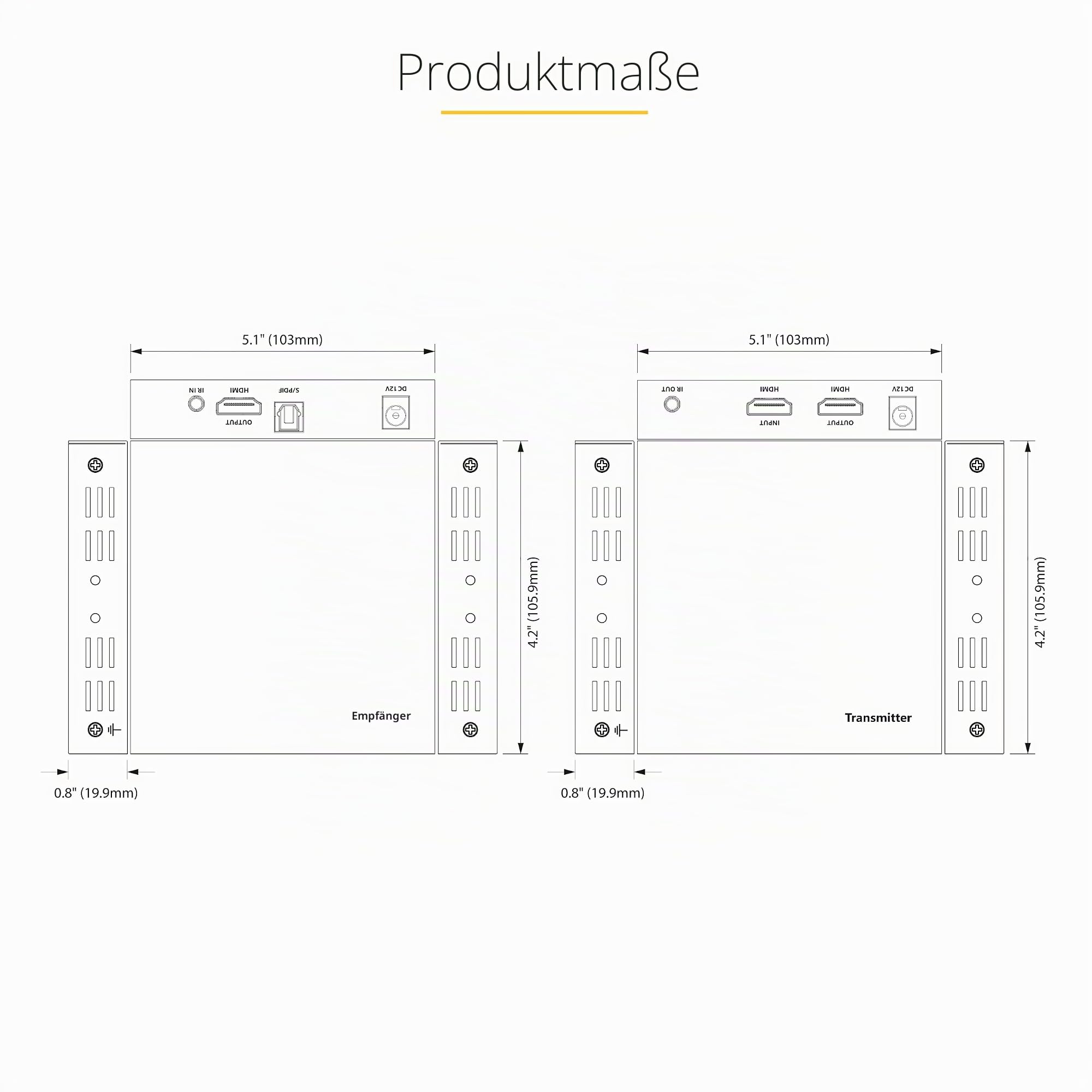 StarTech HDMI Extender über CAT5/CAT6, 4K 60Hz HDR, 70m, S/PDIF, IR, HDCP | Verlängerung, Power-over-Cable, 7.1 Audio, Digital Signage, Sender und Empfänger, Metallgehäuse
