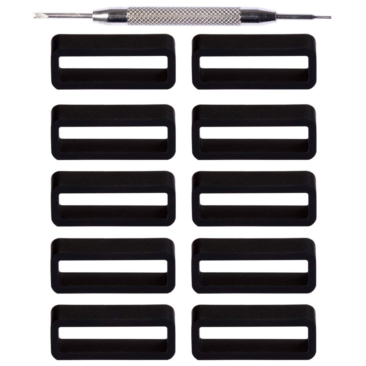 CACA 22mm Rubber Silicone Watch Band Watch Strap Free Loops/Keepers