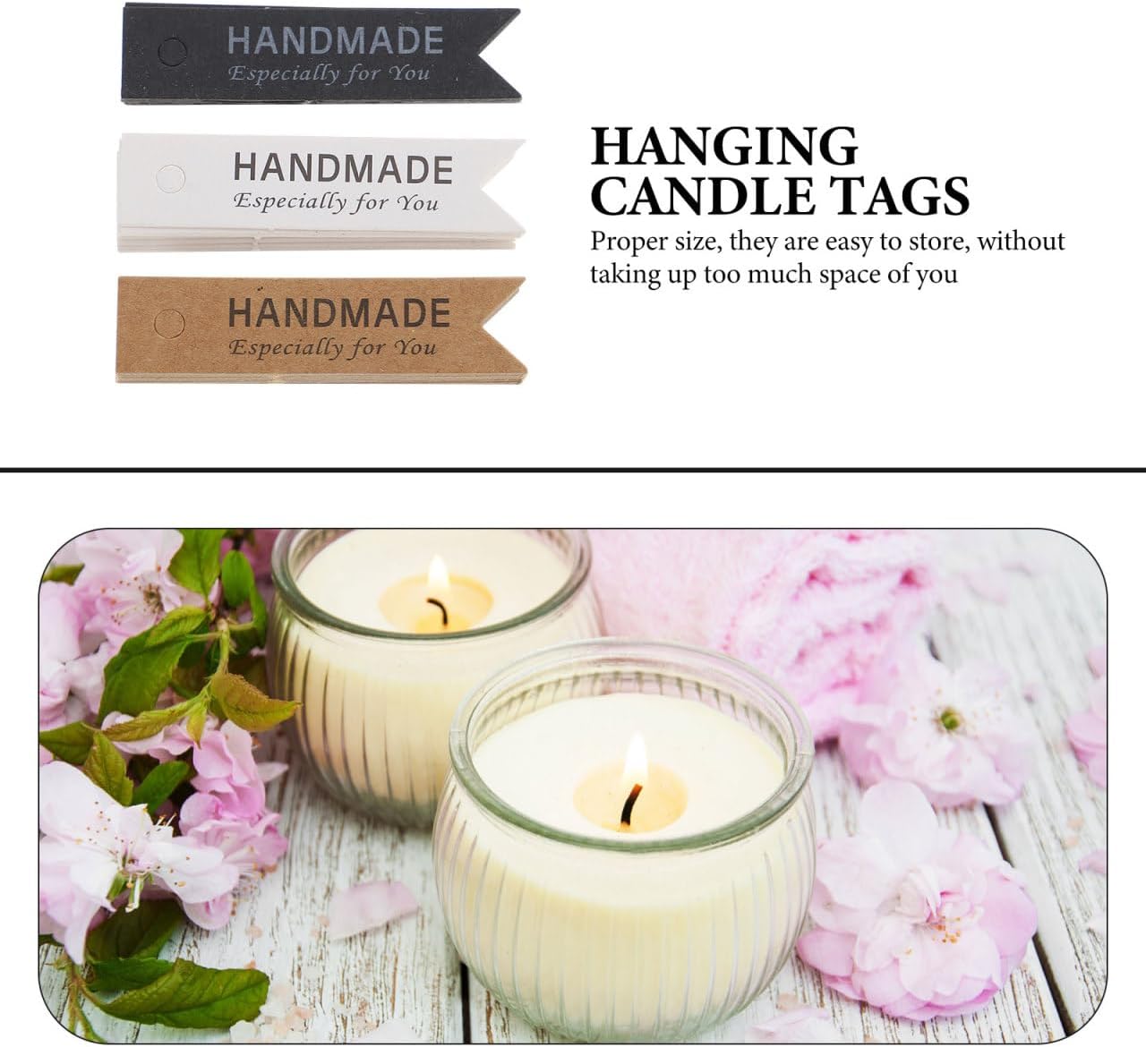 COHEALI 45pcs Kraft Paper Candle Labels Handmade DIY Decorative Hanging Tags for Aromatherapy Candle Decoration Durable Practical 1.96X0.47In