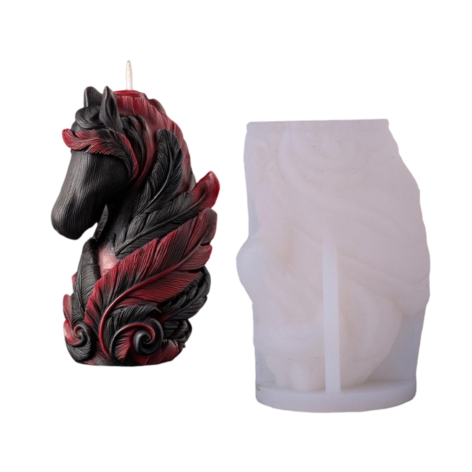 hogtnd Horse Head Silicone Candle Moulds, Heat Resistant Mould for Making Candles, Soap, Epoxy Resin, Festival Decoration, Food Grade