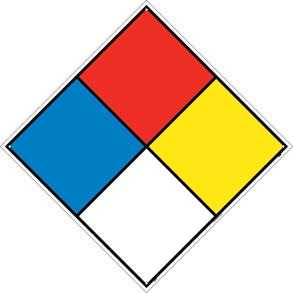 NMC HMS15R Hazardous Material System Label - 15.5 in. Square Rigid Plastic Right to Know Label with Square Corners