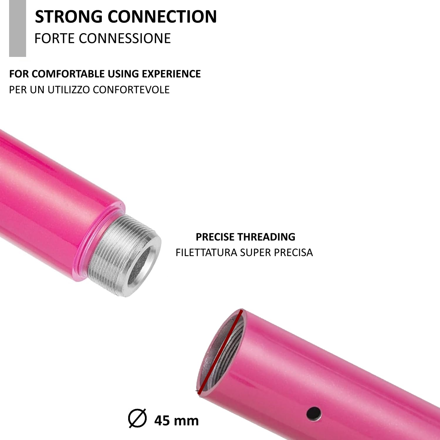 FFitness Palo Pole Dance in Acciaio con Rivestimento in Silicone Rosa 2 modalità Static e Spinning Dance Pole Kit Palo da Ballo Regolabile