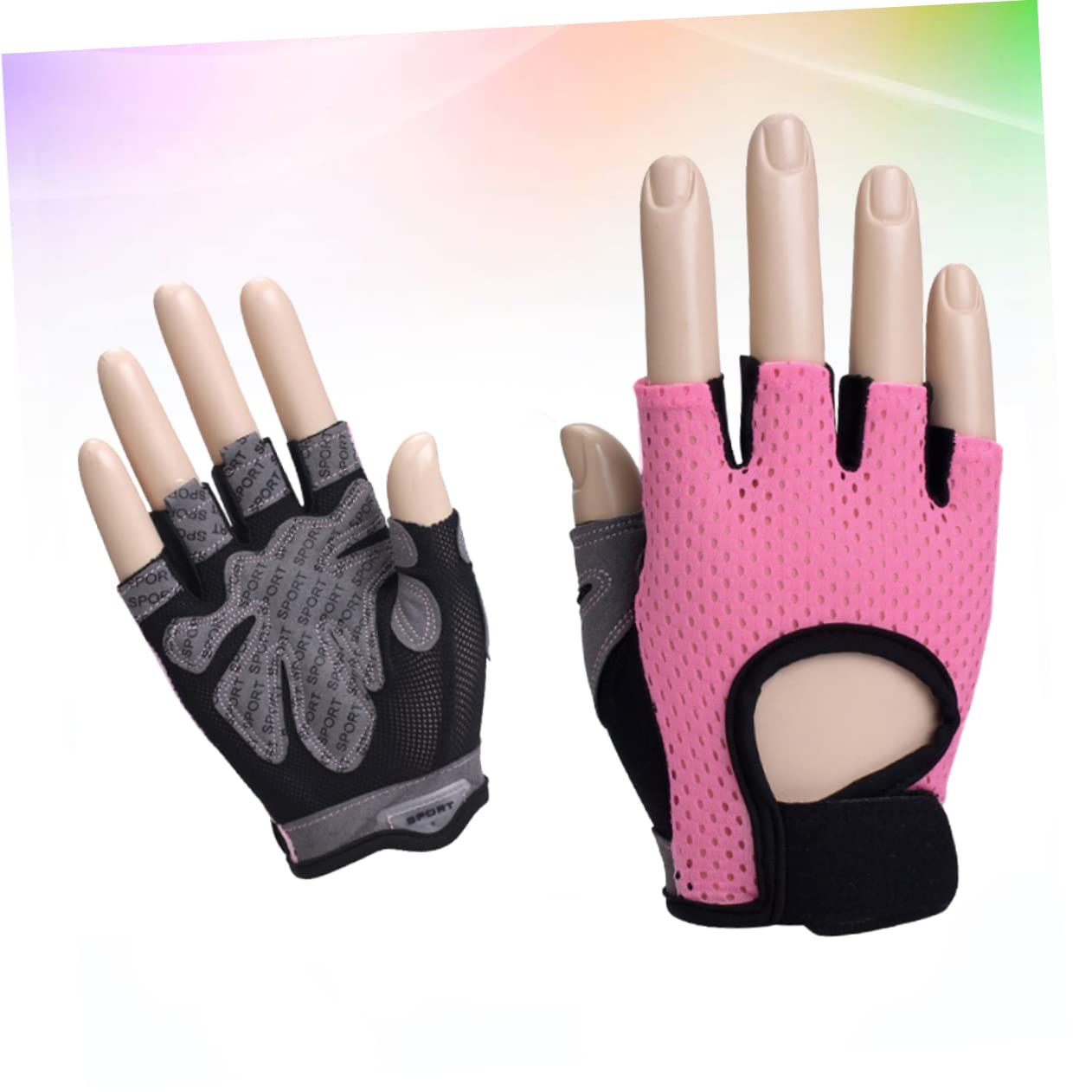Yardwe 2 Pezzi Equitazione Sedile Passeggero Pad Guanti Bodybuilding Guanti Bici Allenamento Mezze Dita Trapunta Stencil Imbottiti Di Palma Da Allenamento Per