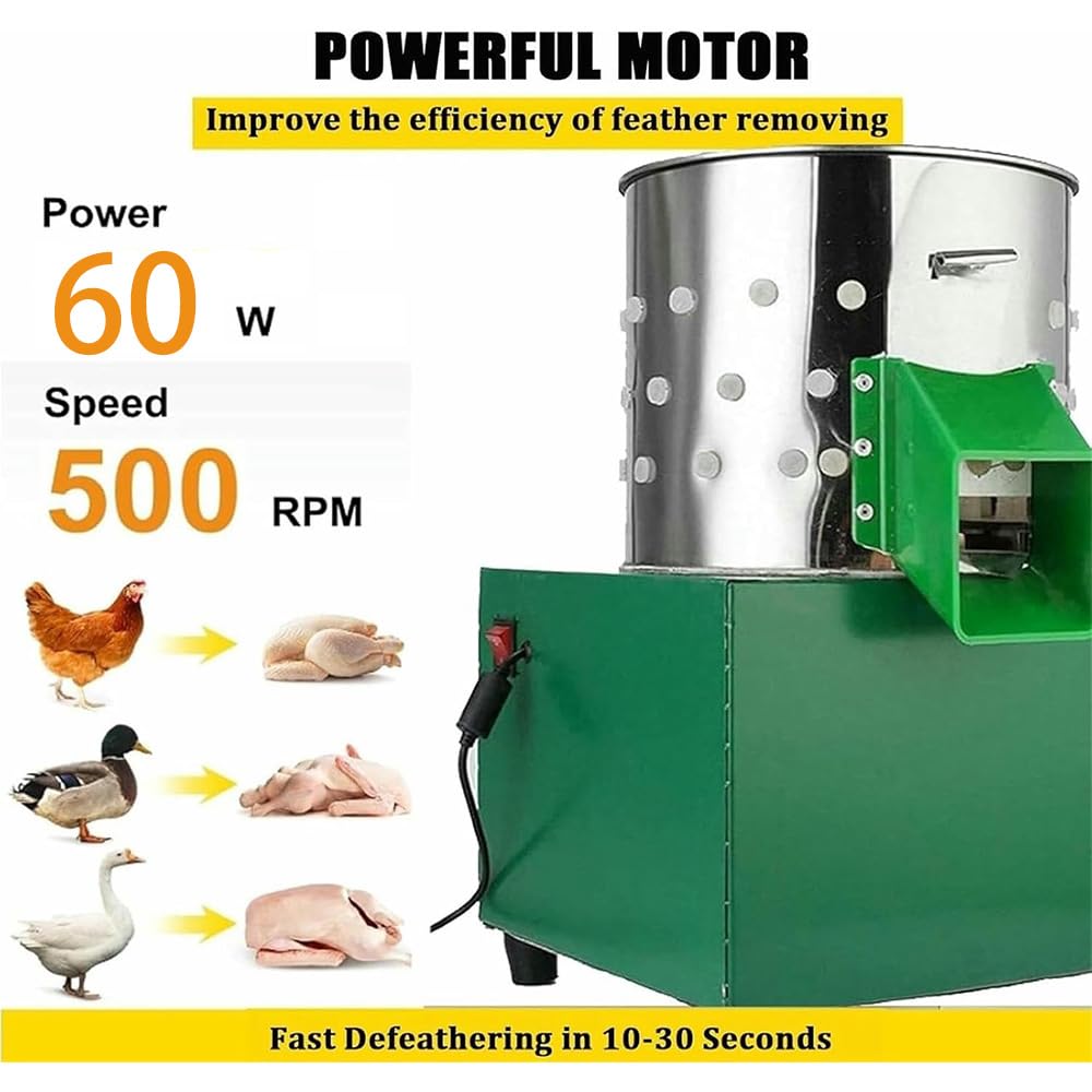 Desplumador comercial de aves de corral de 60 W, 550R/Min de acero inoxidable para pollo, pato, pavo
