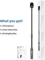 Vista 9 de Micrófono de cuello de cisne, micrófono dinámico profesional XLR de 17 pulgadas, metal negro que soporta rotación de 360°, flexión, reducción