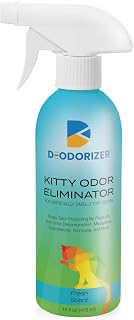 D-Odorizer Kitty Odor Eliminator Spray: Permanently Neutralizes Cat Urine, Feces, Litter Box & Territorial Spray Smells - 16oz Ready-to-Use