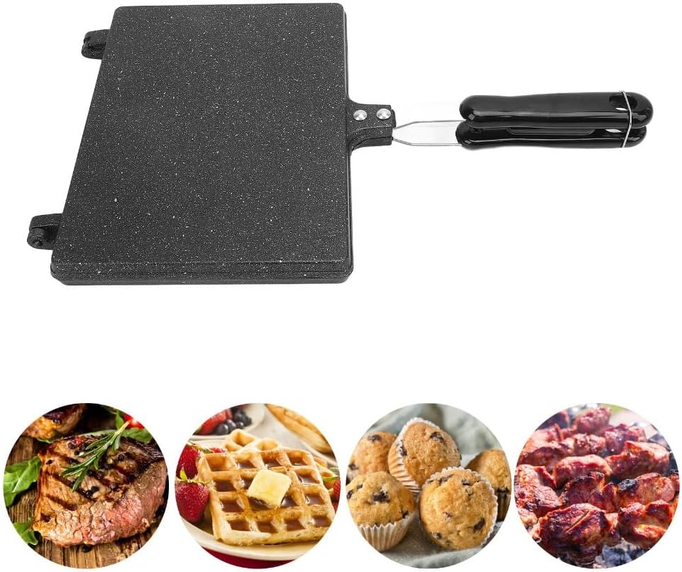 Sandwich Maker Pan,Mini Double-Sided Stovetop Toaster, Black