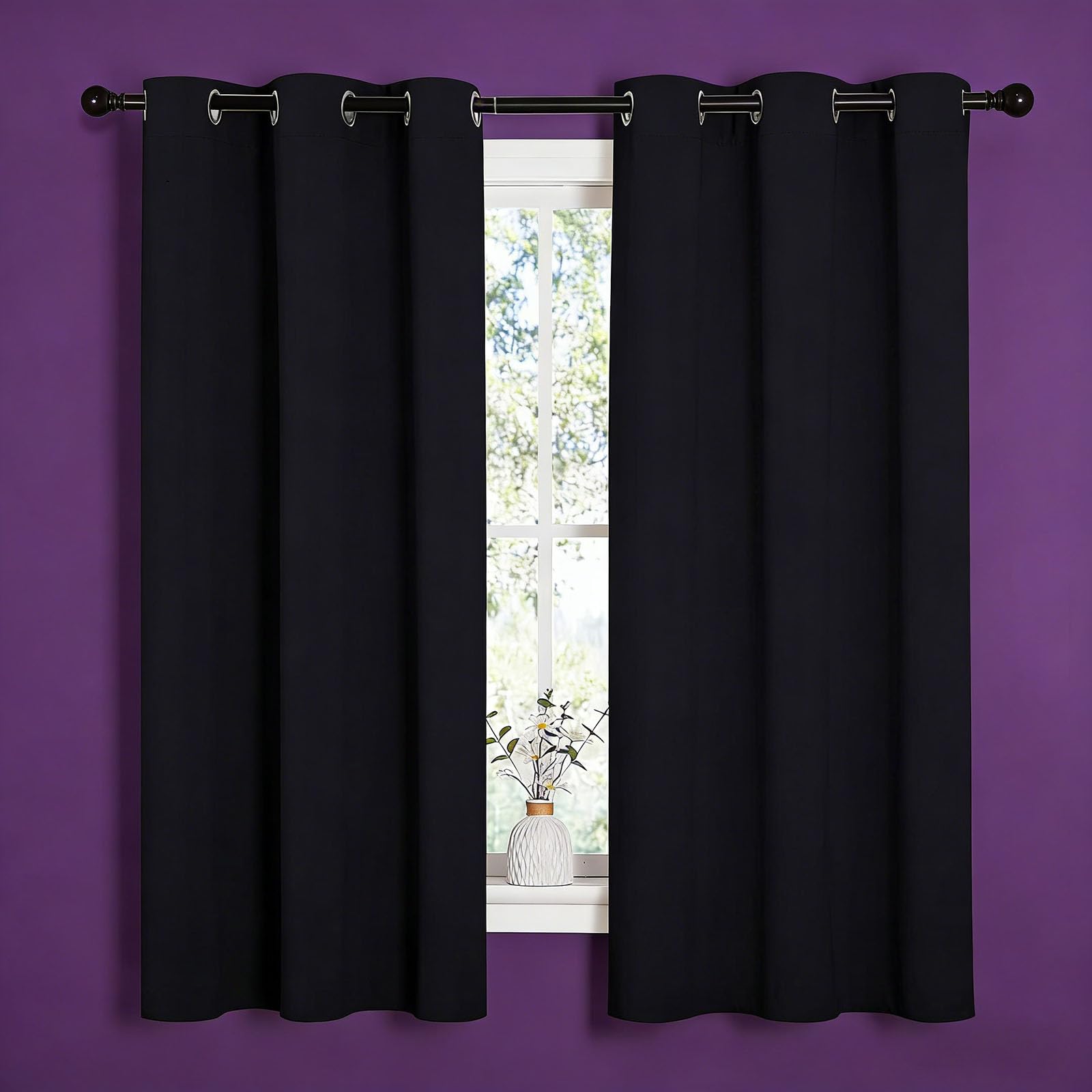Rideau occultant thermique 260x250 cm noir pour chambre et salon