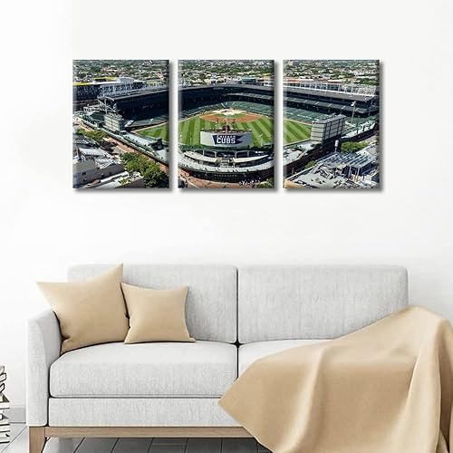 Miniatura 2 de TUMOVO Chicago Wrigley Field - Lienzo decorativo para pared, diseño de estadio de béisbol, arte de pared para dormitorio, arte de pared para sala de
