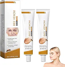 A-life Creme de veneno de abelha, 2 peças de creme de remoção de rugas, firmador, hidratante para levantar a pele, adequado para o rosto e pescoço