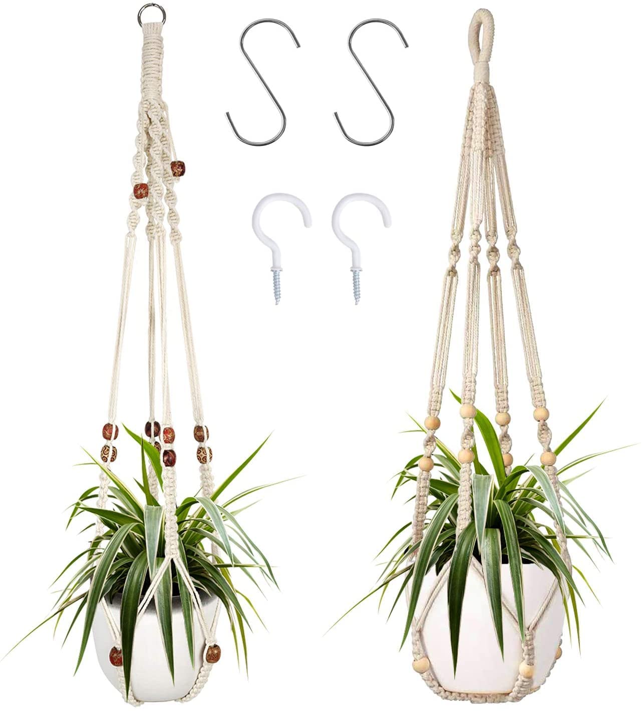 Saaz Home Decor Flower Planter: Macrame Cotton Plant Hanger | Ceiling Hook Hanger, Rope Flower Pot Holder for Indoor Outdoor Balcony Garden (White) (B0BCZP268L) Amazon Price History, Amazon Price Tracker