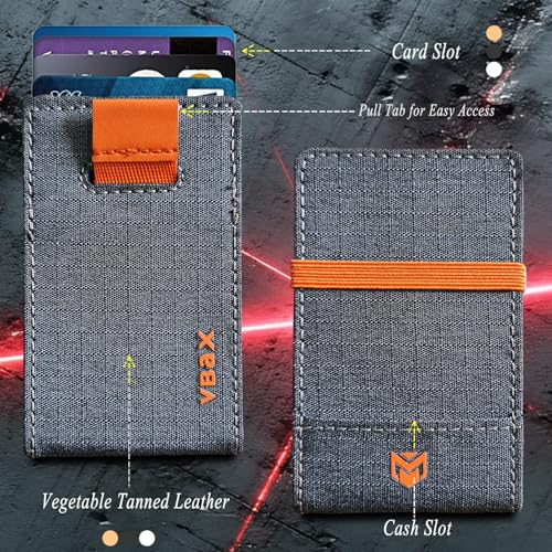 Image of RFID Minimalist Slim Wallet for Men and Women, Holds Up to 12 Cards, Cash, Key Thin and Lightweight Credit Card Holder (Grey Microfiber - Ember Edition)