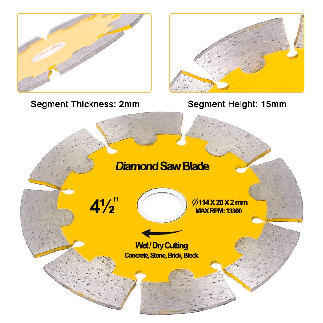 NYTiger 3 Pack 4-1/2 inch Diamond Saw Blades 4.5" Angle Grinder Disc Wet Dry Segmented Cutting Wheel with 4/5-5/8 inch Arbor for Concrete Stone Brick Block Masonry