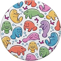 Vista 3 de Bonito patrón de manatí regalo para un amante de los manatíes mamíferos PopSockets agarre y soporte para teléfonos y tabletas, Negro
