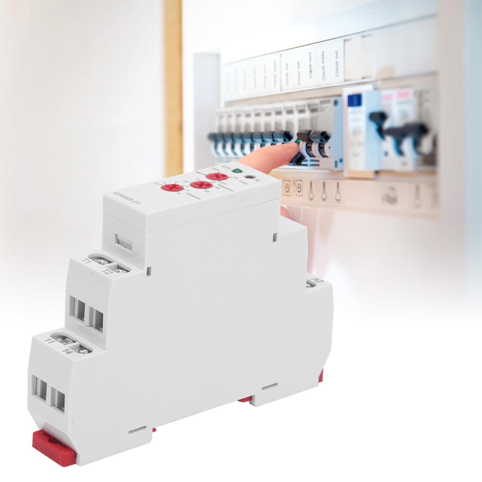 BuyWeek Regolatore di Temperatura Relè di Controllo della Temperatura, GRW8-01 AC/DC 24V-240V per Guida da 1,4 pollici