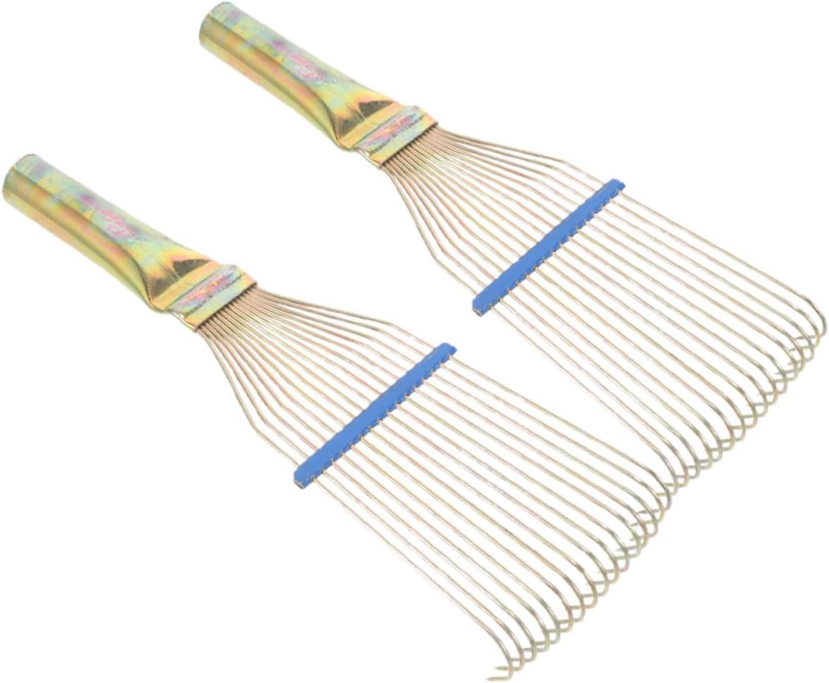 VICASKY 2pcs Livestock Wool Rake Steel Teeth Grooming Brush for Sheep and Cattle Shedding Detangling Tool for Farm Use 23cm Small Yellow Wool Comb