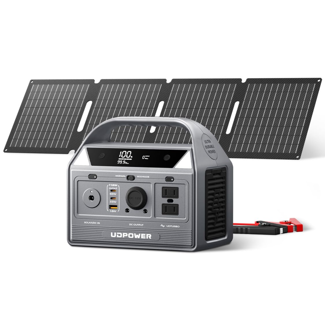 UDPOWER C400 Portable Power Station with 40W Solar Panel 256Wh LiFePO4 Battery Backup 400W AC Output 800W Surge