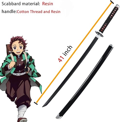 Miniatura 4 de Bamboo Demon Slayer Sword 41inch with Display Stand and Belt Rengoku Sword Tanjiro Sword Zenitsu Sword Anime Original Texture for Demon Slayer