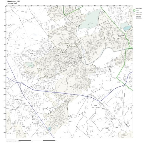 ZIP Code Wall Map of Allentown, PA ZIP Code Map Laminated
