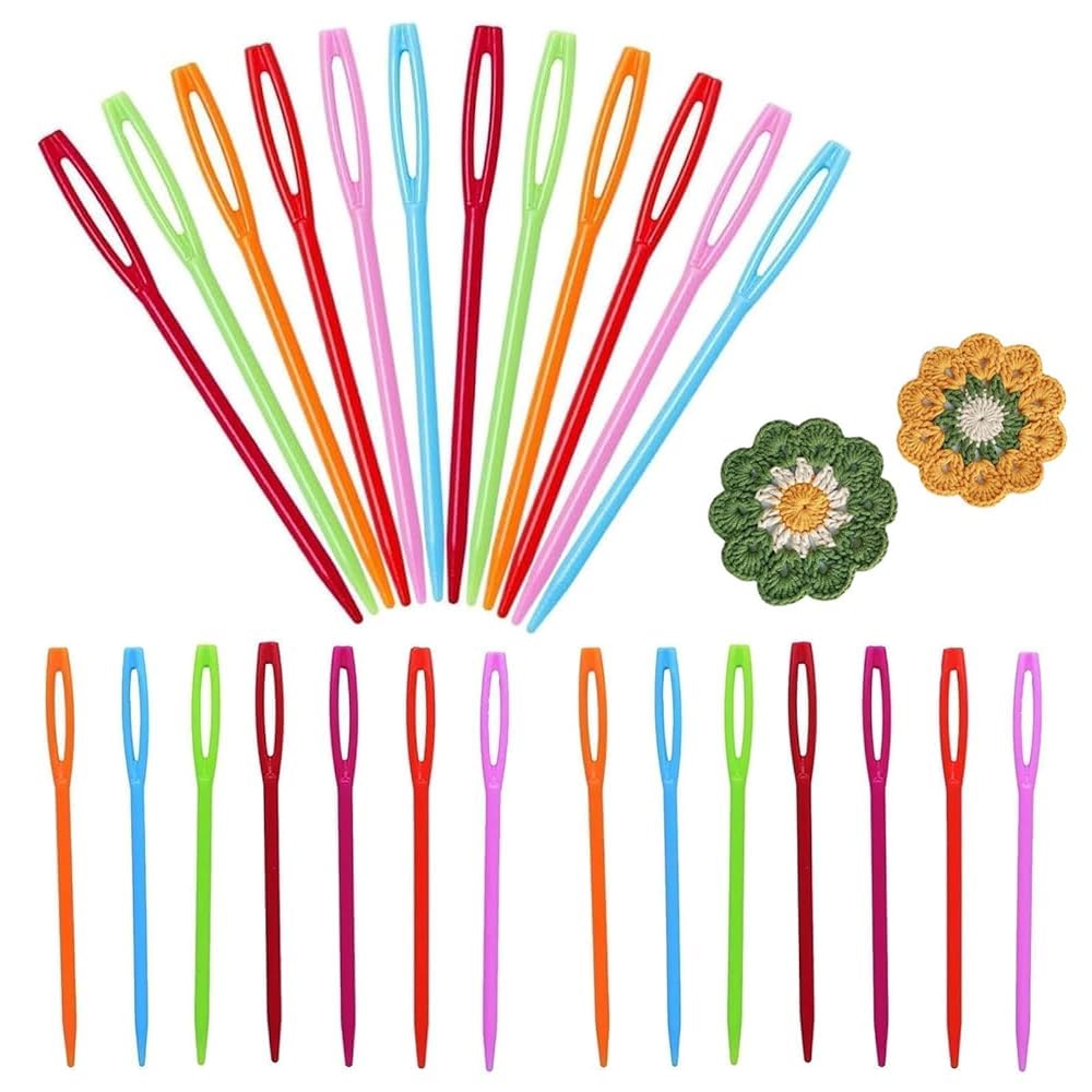 Large Eye Plastic Sewing Needles, 40 Pcs Hand Sewing Needles,Multicolor Big Eye Sewing Needles,Learning Needles,Big Eye Sewing Needles for DIY Sewing Handmade Crafts(7cm/2.7inch)