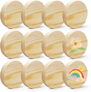Untreated Wooden Panel Round Set 10 cm Diameter 2 mm Thick Circle Signs Made of Pine Wood for Christmas DIY Projects Crafts Craft Projects Engraving Wood Burning Painting Pyrography