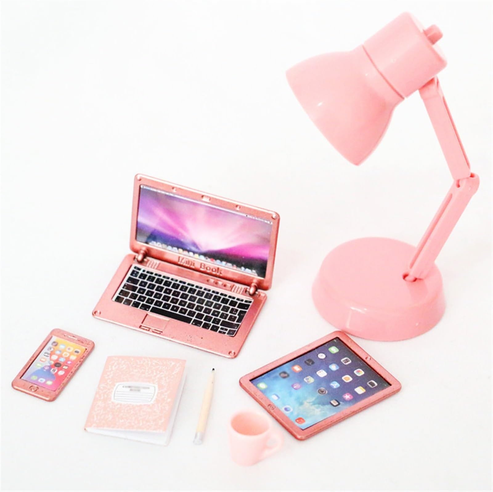 THE WHITE SHOP Dollhouse Mini Laptop Tablet and Smart Phone Scene Computer Simulation Accessories (Color : White)