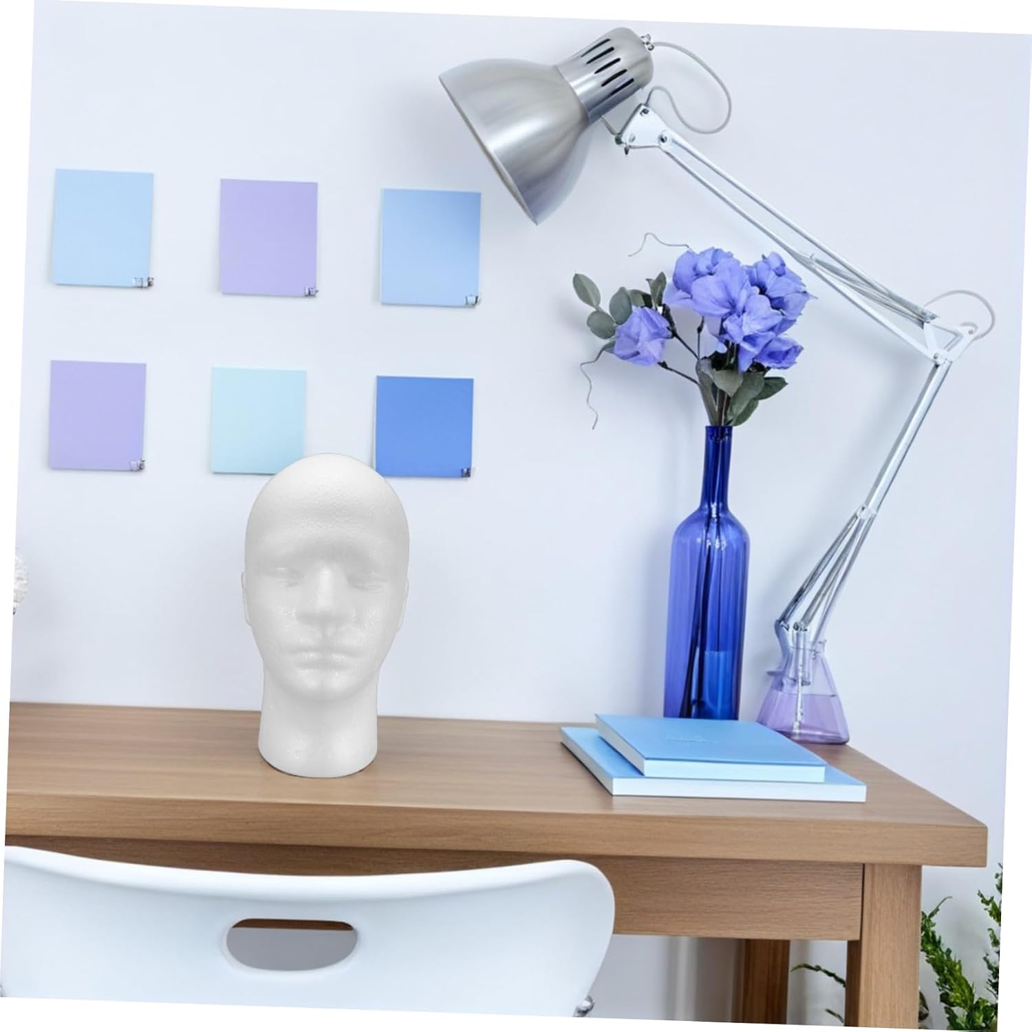 2pcs White Foam Mannequin Heads 11 Inch Male Wig Styling Display Stand for Wigs Hats Glasses Retail Accessories and Makeup Practice