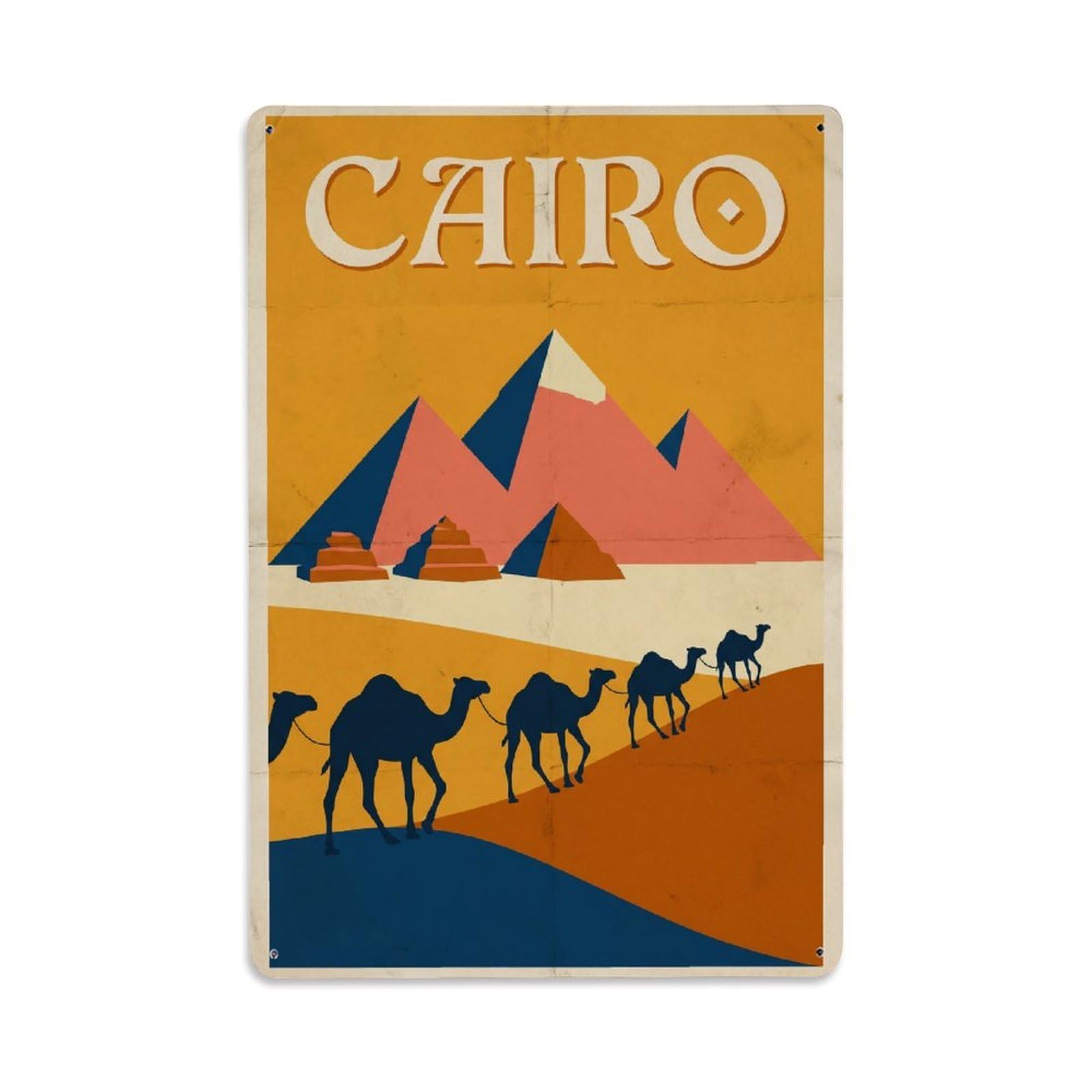 Gead 8X12inch Style Vintage Travel Cairo Caravan Metal Tin Sign