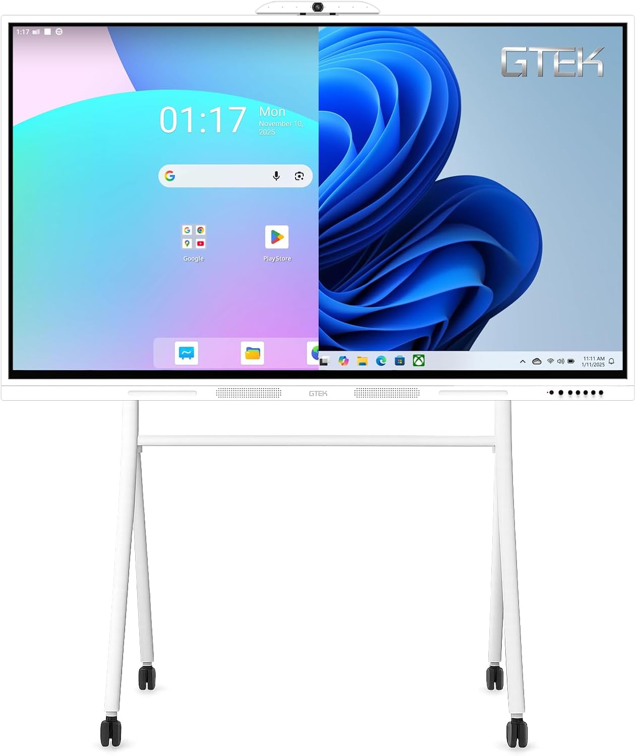 GTek 65" Smart Board, 4K Interactive Whiteboard, Touch Screen Digital Electronic Whiteboard with Android 13 8+128GB OS, Dual OPS Slot, Long-Life Design for Classroom, Office, Business and Home