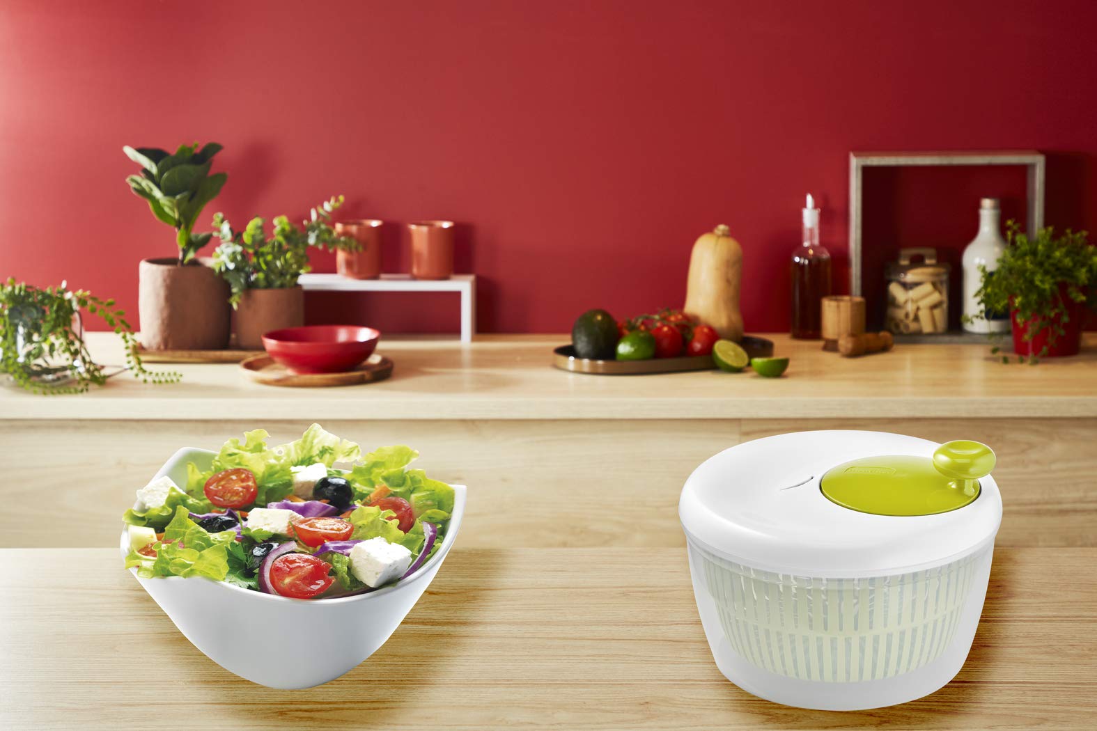 Moulinex Classic Centrifuga per insalata 5 L (5/7 peri), lavabile in lavastoviglie, Essa la insalata in modo semplice e veloce, pulsante stop, prodotto in Francia K1690104, prodotto in Francia