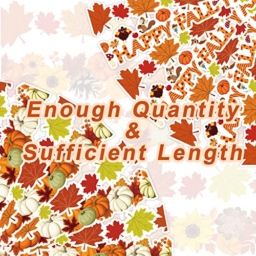 Image of 69ft Fall Bulletin Board Borders Autumn Thanksgiving Bulletin Trim Border Pumpkins Maple Leaf Borders Stickers for School Classroom Sunday School Office Party Wall Decor