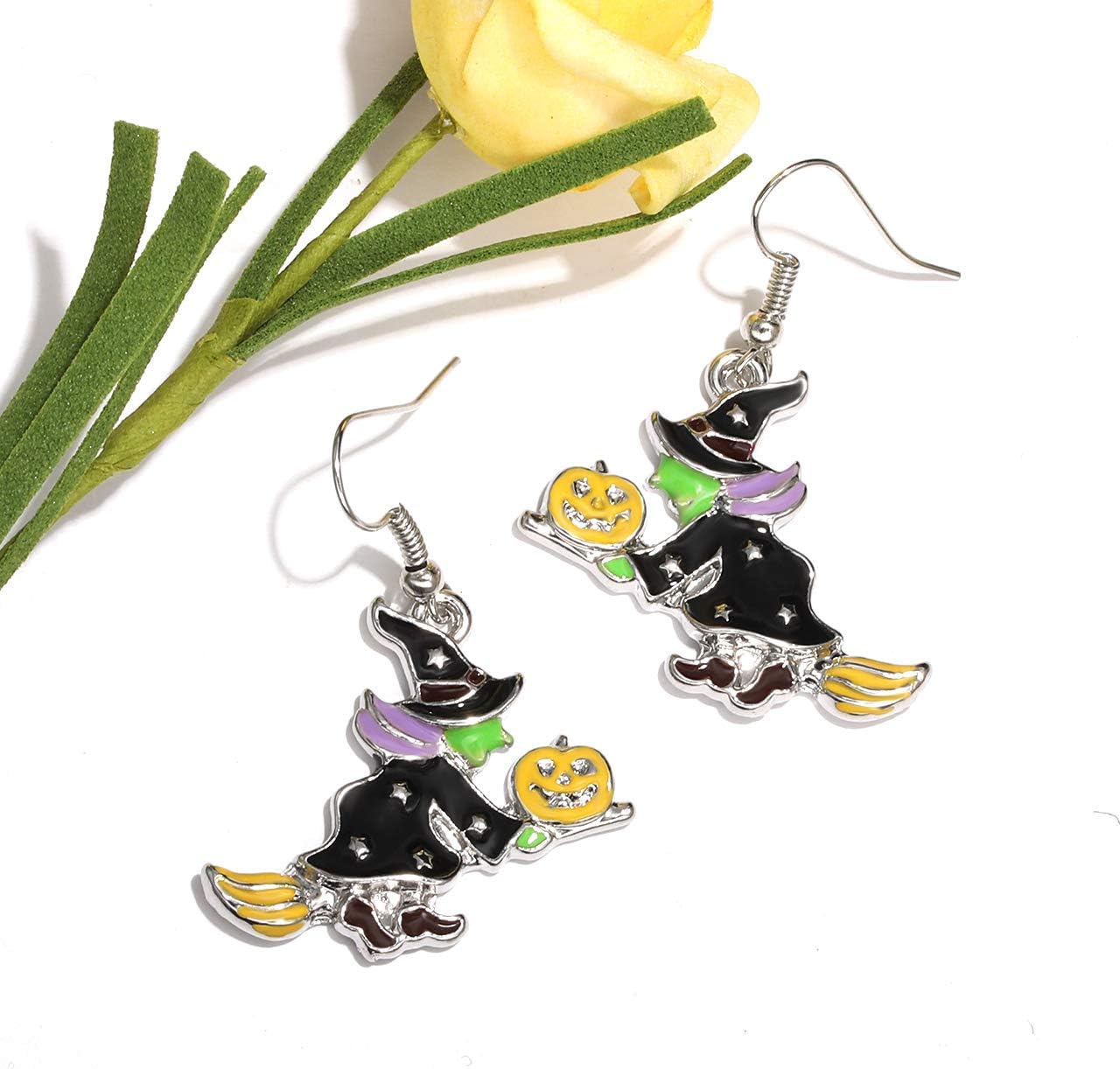 YAHPERN Halloween Drop Dangle Earrings Set Pumpkin Ghost Spider Boo Bat Cat Hook Earrings Halloween Earrings For Women - Image 2