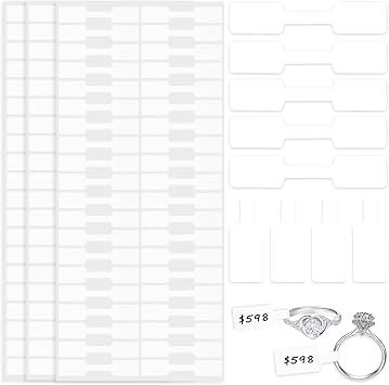 AZUREAL 1000PCS Jewelry Tags, White Blank Jewelry Price Tags, Self Adhesive Price Tags for Bracelet, Ring, Necklace, Earring Price Identify and Clothing Display