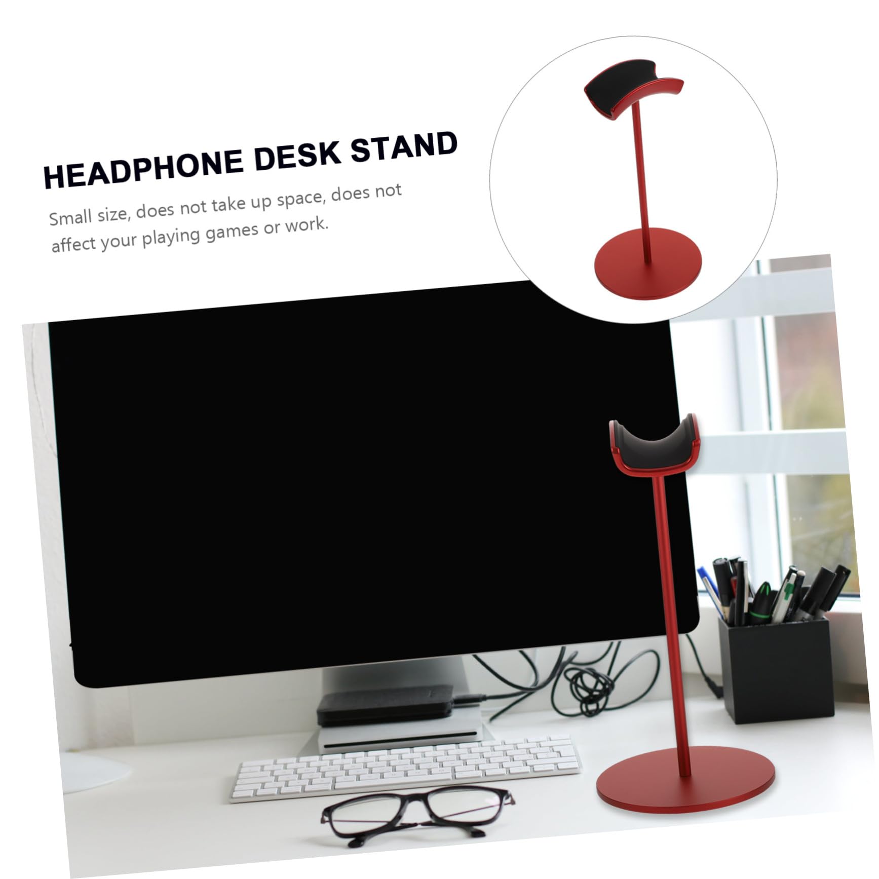 Supporto per Cuffie da Gaming in Lega di Alluminio e Gomma, Organizzatore Portatile per Auricolari da Scrivania Rosso Design Curvo Liscio, per Giochi al Computer