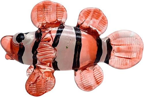 Figura de cristal de pez payaso rojo, adorno hecho a mano, decorativo, hogar, jardín