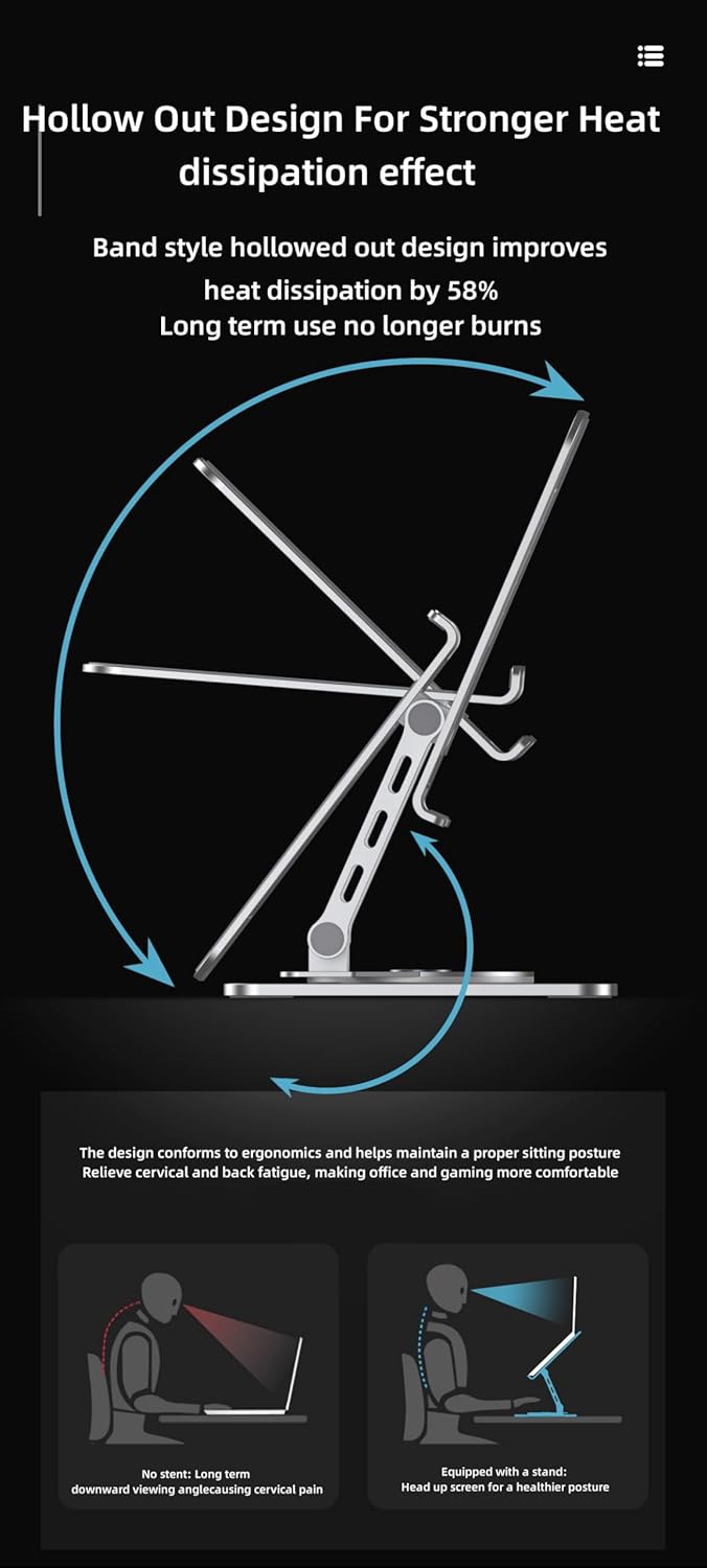 MOCA Laptop Stand for Desk, Adjustable Computer Stand with 360° Rotating Base, Ergonomic Laptop Riser for Collaborative Work, Foldable & Portable Laptop Stand, fits for All 10-17" Laptops (Silver) 11 61BISvmodJL. SL1500