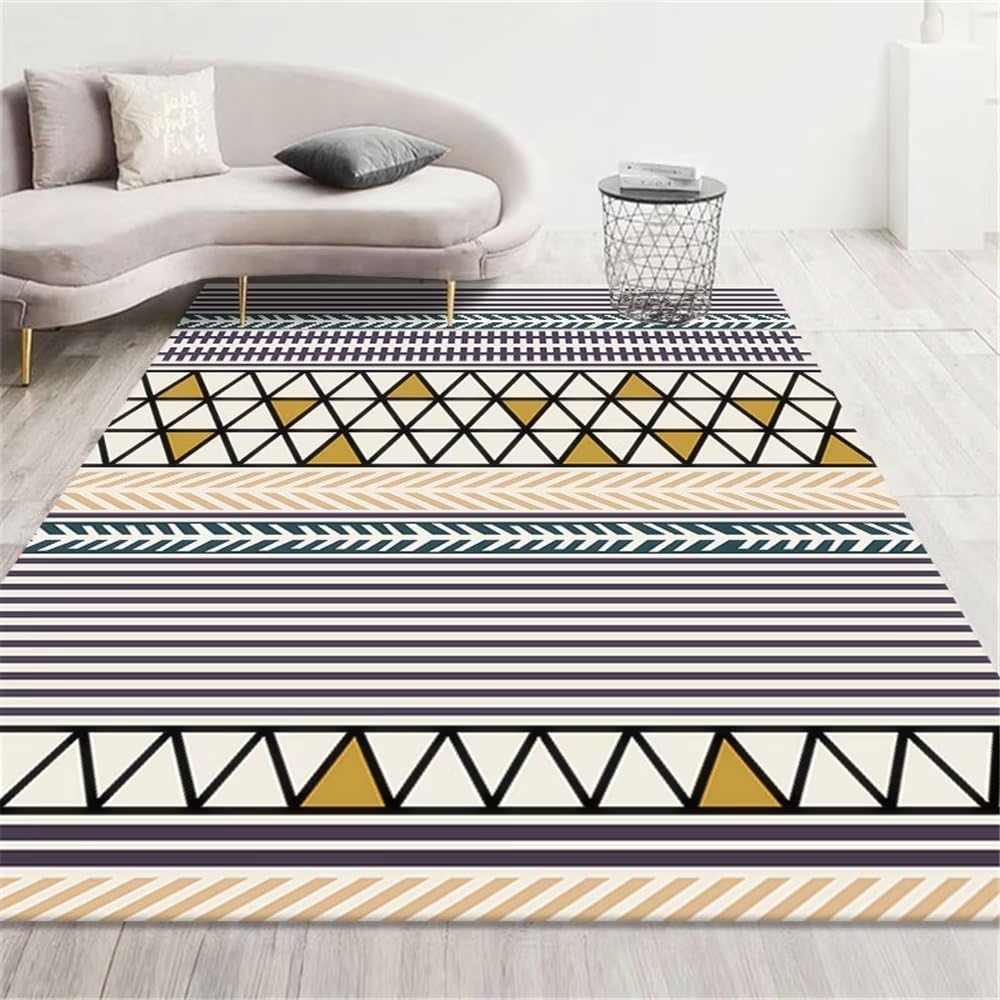 Tapis extérieur durable et lavable à motif géométrique triangle jaune 180x250
