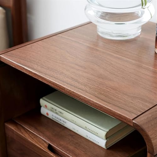 Miniatura 4 de SISWIM Mesitas de noche de madera de nogal negro para dormitorio armario de almacenamiento mesita de noche pequeño gabinete