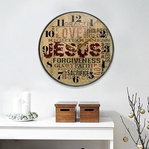 Miniatura 7 de ALAZA Reloj de pared con versículo bíblico religioso cristiano, palabras de Jesús con cruz, funciona con pilas, silencioso, sin tictac, para