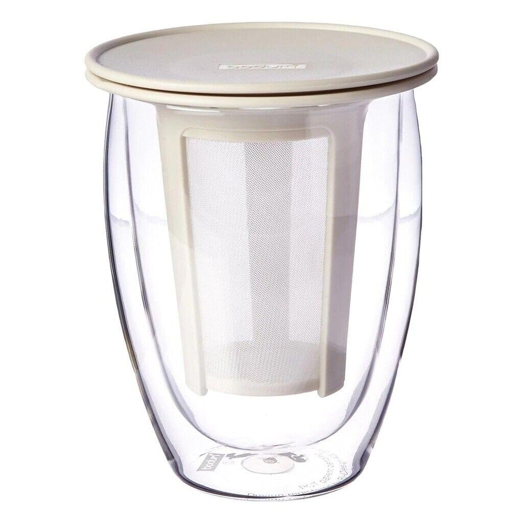 Bodum Off-White 0.35 Litre/12 Oz Tea For One Double Walled Tea Glass And Tea Strainer, K11153-913