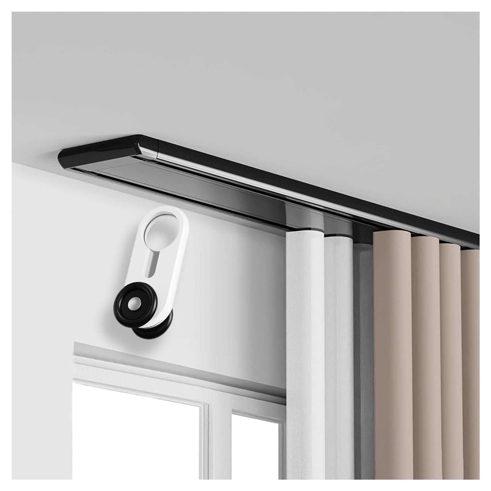 Doppelläufige Aluminium-Deckenvorhangstange – leise Schiebestange für Vorhänge (schwarz 180/250/380/440 cm) – ideal für moderne Wohnkultur, einfache Installation, reibungsloser Betrieb