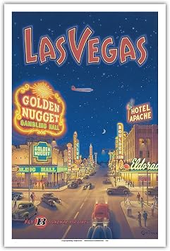 Las Vegas Nevada - Bonanza Air Lines Poster Print | Vintage Bonanza Air Lines Travel Poster, by Kerne Erickson, poster print, unframed, 12 x 18 in