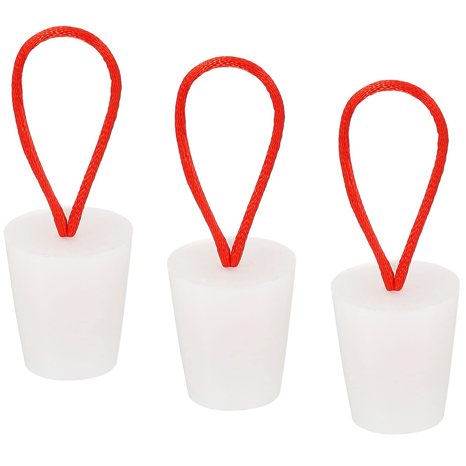 TOP-VIGOR 3Pcs Rubber Tapered Plug, 17mm to 23mm Solid Bathtub Bungs Stopper with Handle