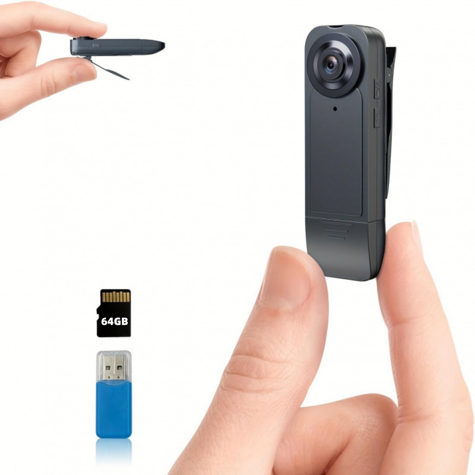 Mini Body Camera with Audio & Video Recording - Small POV Cam 1080P with 64G Card - Wearable Personal Portable Cameras Recorder DV - Night Version Camcorder for Security Work Records Guard Traveling