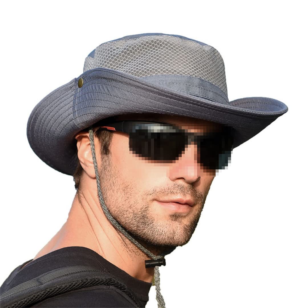 Cappello da Pescatore a Tesa Larga da Uomo, Pieghevole, Grande, con Protezione Solare, Antivento, per Esterni (Grigio Verde, 6 7/8)