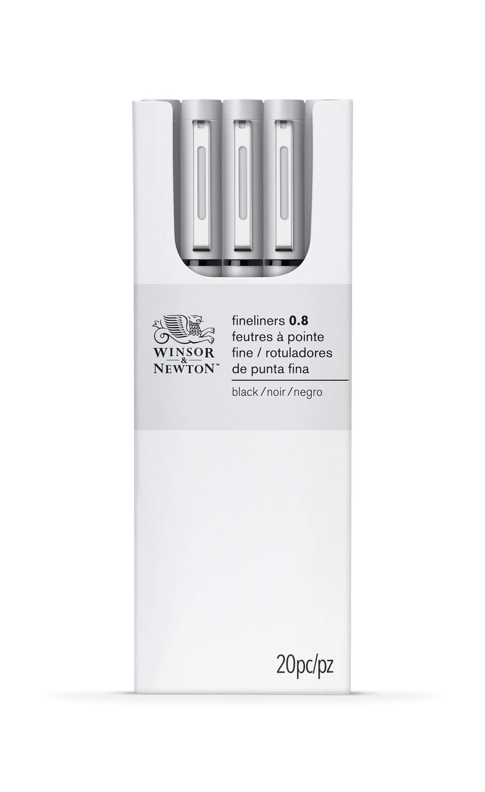 Winsor & Newton 0290084 0,8 mm Fineliner – schwarz (20 Stück)