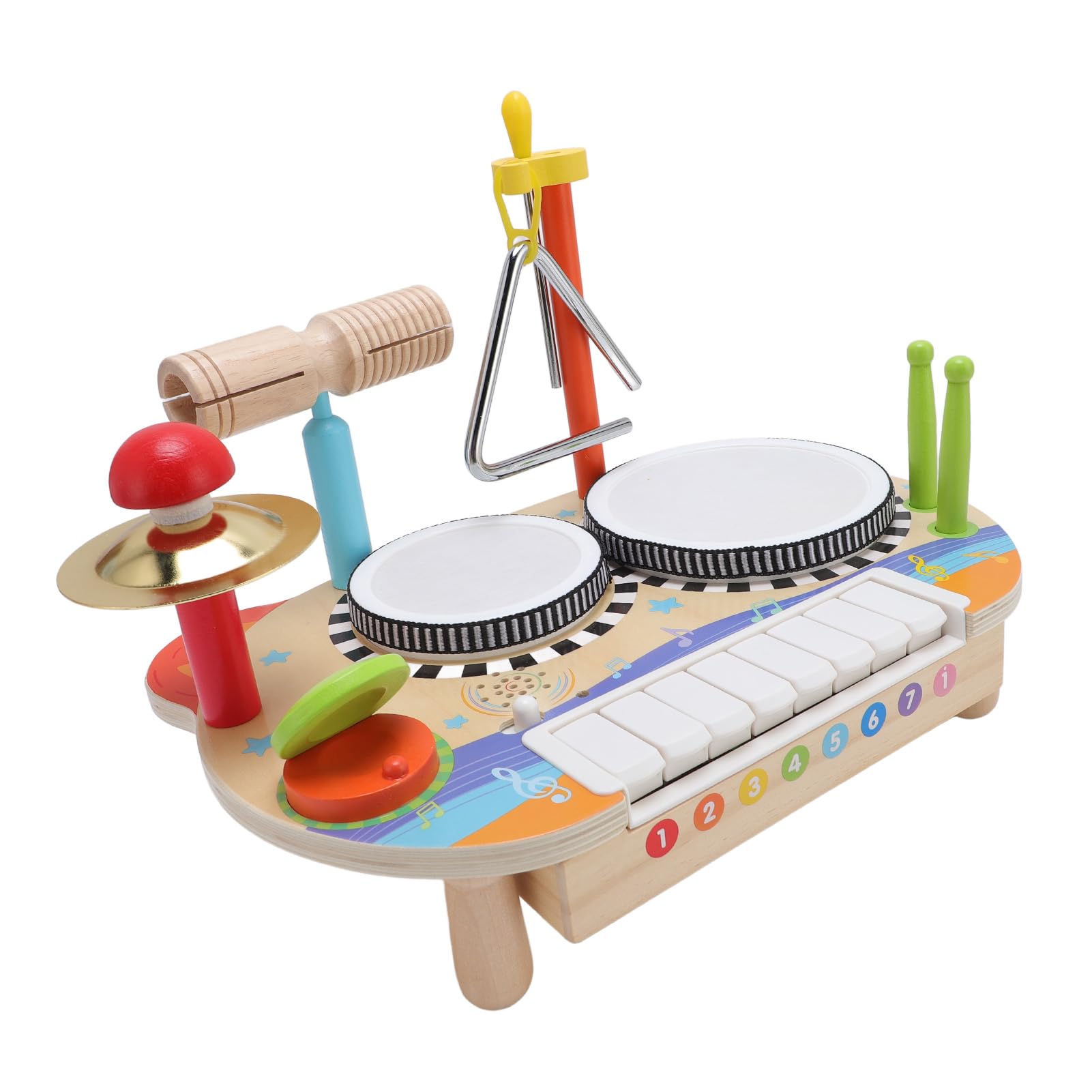 Rosvola Batería para Niños, Instrumentos Musicales de Madera para Niños Pequeños, Juguetes Educativos para Pequeños, Instrumentos Musicales para Educación Preescolar, para y Niñas